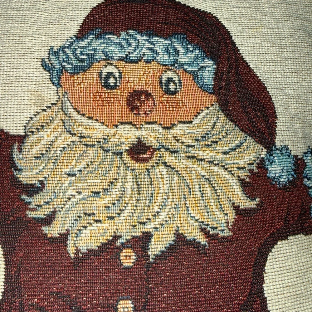David Carter Brown Santa Tapestry Throw Pillow Folk Art Christmas Decor
